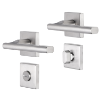 Impresso Kirby deurkruk op rozet 53x53x9mm RVS geborsteld met toiletgarnituur