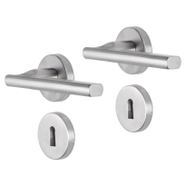Impresso Kirby deurkruk op rozet 53x9mm RVS geborsteld met sleutelrozet