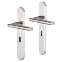 Impresso Kirby deurkruk op schild afgerond 225x41x10mm BB56 RVS geborsteld
