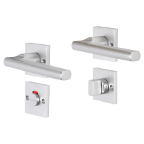 Impresso Leeds deurkruk op rozet met schroeven 53x53x9mm Aluminium met toiletgarnituur