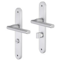 Impresso Leeds deurkruk op schild met schroeven afgerond 225x41x10mm WC63/8 Aluminium