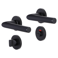Impresso London deurkruk op rozet 53x9mm Zwart met toiletgarnituur