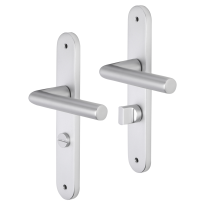 Impresso London deurkruk op schild met schroeven afgerond 225x41x10mm WC63/8 Aluminium