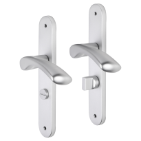 Impresso Oxford deurkruk op schild met schroeven afgerond 225x41x10mm WC63/8 Aluminium