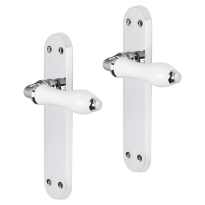 Impresso Perth deurkruk op schild met schroeven afgerond 225x41x10mm blind Chroom