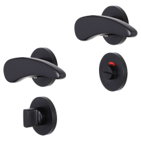 Impresso Philly deurkruk op rozet 53x9mm Zwart met toiletgarnituur