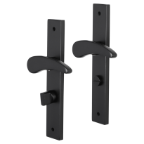 Impresso Phily deurkruk op schild met schroeven rechthoekig 226x41x10mm WC63/8 Zwart