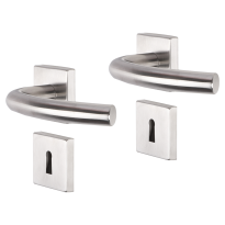 Impresso Preston deurkruk op rozet 53x53x9mm RVS geborsteld met sleutelrozet