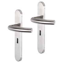 Impresso Preston deurkruk op schild afgerond 225x41x10mm BB56 RVS geborsteld