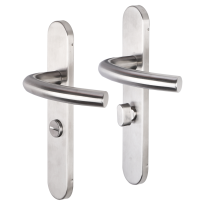 Impresso Preston deurkruk op schild afgerond 225x41x10mm WC63/8 RVS geborsteld