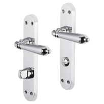 Impresso Queens deurkruk op schild met schroeven afgerond 225x41x10mm WC63/8 Chroom
