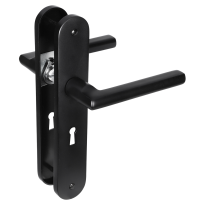 Impresso Redhill deurkruk op schild met schroeven afgerond 225x41x10mm BB56 Zwart
