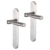 Impresso Retford deurkruk op schild afgerond 225x41x10mm blind RVS geborsteld