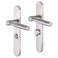 Impresso Retford deurkruk op schild afgerond 225x41x10mm WC63/8 RVS geborsteld