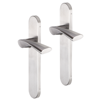 Impresso Wigston deurkruk op schild afgerond 225x41x10mm blind RVS geborsteld