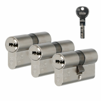 Iseo R6 veiligheidsprofielcilinder SKG**- Messing mat vernikkeld dubbele cilinder 30/30 - set van 3