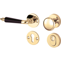 Mi Satori knop/kruk op rozet - SKG Antique ebben messing gelakt/messing PVD links