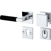 Mi Satori knop/kruk op rozet - SKG Bauhaus ebben glans chroom links