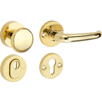 Mi Satori knop/kruk op rozet - SKG Halfsabel messing gelakt/messing PVD rechts