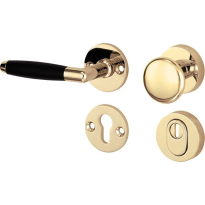 Mi Satori knop/kruk op rozet - SKG Ton ebben messing gelakt/messing PVD links