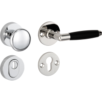 Mi Satori knop/kruk op rozet - SKG Ton ebben glans nikkel / glans chroom rechts