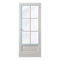 Satijn Facet glas t.b.v. binnendeur, Tours 88x201,5/211,5cm