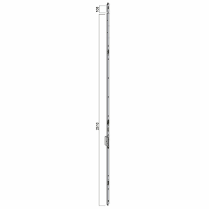 S2 contra-espagnolet SKG***, 2510x29x8 mm, deurhoogte 2230-2600 mm, staal silverlook, links/rechts afgerond