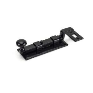 Wardlo deurschuif gebogen met knop 91x36mm smeedijzer zwart