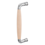 Deurgreep ton model Ika 207mm RVS geborsteld met gebogen nekje, beukenhout