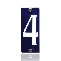 Huisnummer 4 emaille blauw, 40 x 100 mm