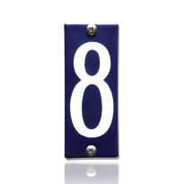 Huisnummer 8 emaille blauw, 40 x 100 mm