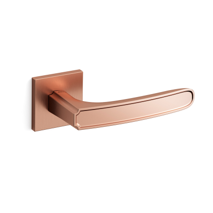 1871R Frame Q deurkruk op rozet rechtswijzend, satin rosé goud/rosé goud