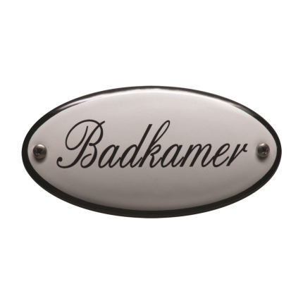 NP-GS-2 TopEmaille wit deurbordje 'Badkamer' ovaal 100x50mm