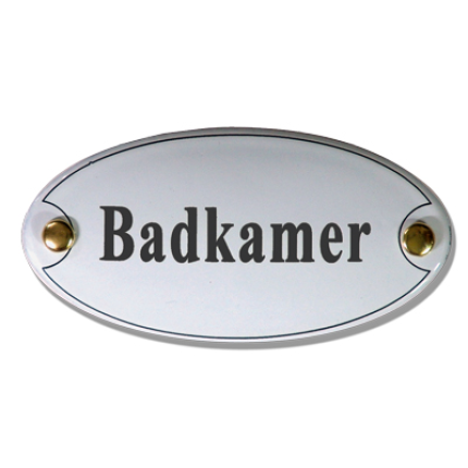 NS-650 TopEmaille Wit deurbordje 'Badkamer' ovaal 60x35mm