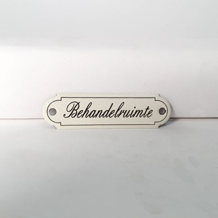 NP-KS-S2-3 TopEmaille crème deurbordje 'Behandelruimte' gebold klassiek 115x27mm