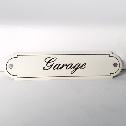 NP-KS-S2-8 TopEmaille Crème deurbordje 'Garage' gebold klassiek 115x27mm 