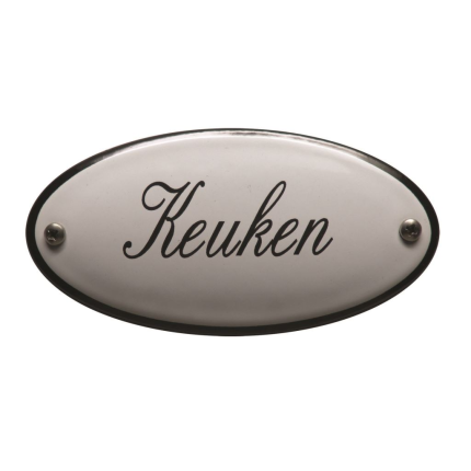 Deurbordje emaille 'Keuken' ovaal 100x50mm