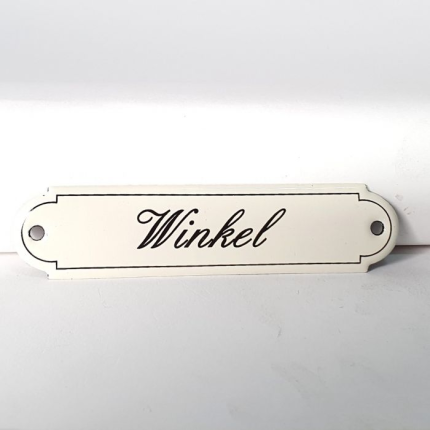 Deurbordje emaille 'Winkel' gebold klassiek