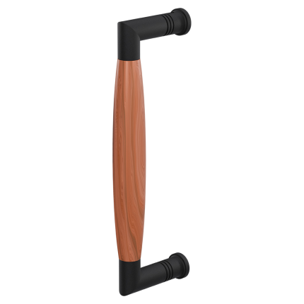 Deurgreep haaks ton model Ika zwart met kersen 207x60 mm