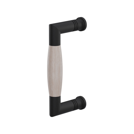 Deurgreep ton model Ika 130mm haaks nekje zwart met eiken whitewash