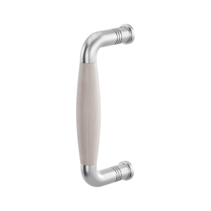 Deurgreep ton model Ika 157mm gebogen nekje RVS geborsteld met eiken whitewash