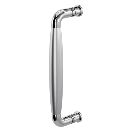 Deurgreep ton model Ika 207mm gebogen nekje RVS gepolijst met RVS geborsteld