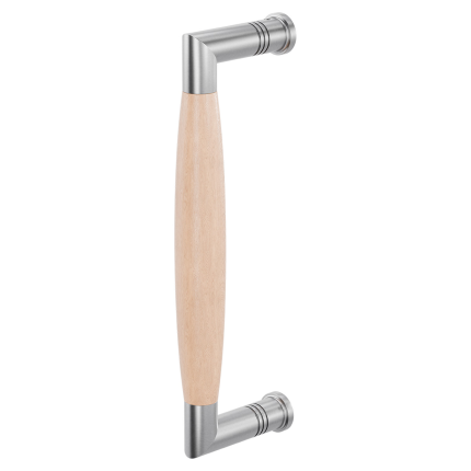 Deurgreep ton model Ika 207mm RVS geborsteld met haaks nekje, beukenhout
