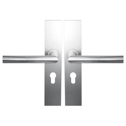 Deurkruk op schild PC55 L-Haaks model 19mm RVS geborsteld