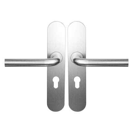 Deurkruk op schild PC55 L-model 19mm RVS geborsteld