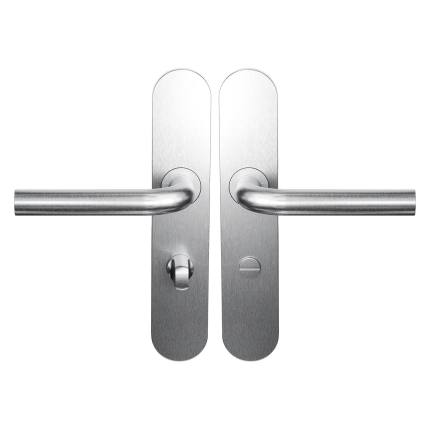 Deurkruk op schild WC63/8 L-model 19mm RVS geborsteld