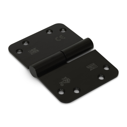 Dulimex kogelstiftpaumelle kantelaaf zwart ronde hoek 125x89mm SKG3 DIN rechts