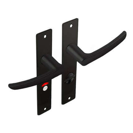 Dulimex zwart binnendeurbeslag klink/klink blokmodel op kortschild, WC63/8 set