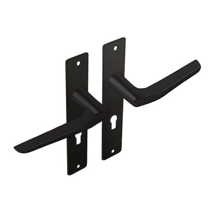 Dulimex zwart binnendeurbeslag klink/klink duimmodel op kortschild, PC55 set