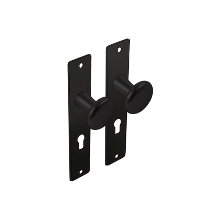 Dulimex zwart binnendeurbeslag knop/knop paddenstoelmodel op kortschild, PC55 set